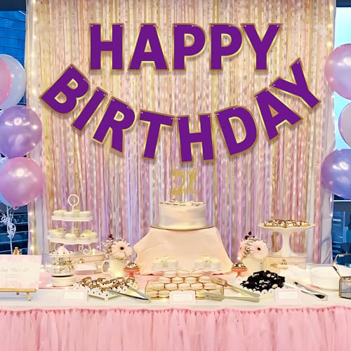 Image of Pre-Strung Happy Birthday Banner - Purple Party Decorations