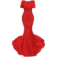 Mermaid Sequin Prom Dresses 2026 Long with Pockets Round Neck Formal Evening Party Gowns for Women