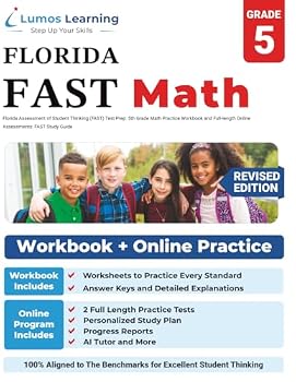 Paperback Florida Assessment of Student Thinking (FAST) Test Prep: 5th Grade Math Practice Workbook and Full-length Online Assessments: FAST Study Guide Book