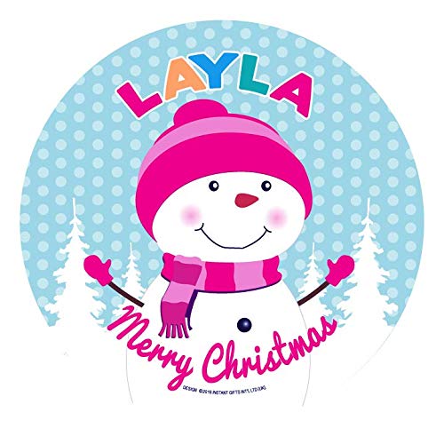 Christmas Dinner Plate - Snowgirl (Snowman) Design - Name: Layla