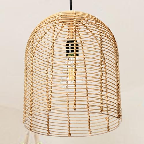 Image of Creative Co-Op Modern Boho Hand Woven Rattan Ceiling Light, Natural