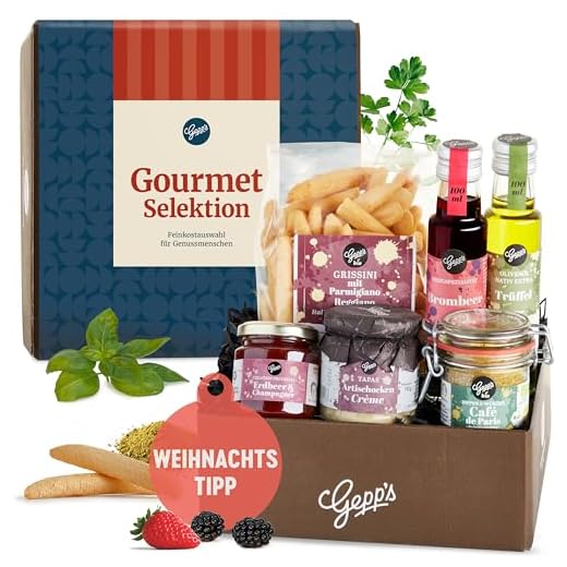 Gepp’s Feinschmecker Geschenkset | Feinste Delikatessen wie Trüffelöl und Erdbeer-Champagner Aufstrich, hergestellt nach eigener Rezeptur | Gourmet-Geschenkidee zum Geburtstag (A0004)
