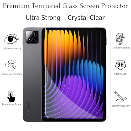Image of Tempered Glass Full Screen Protector Compatible With Xiaomi Mi Pad 7 /8 / 7 Pro / 8 Pro /Poco Pad X1 | 9H Hardness | Scratch Resistant | Pack Of 1