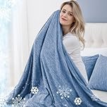 Cooling Blanket for Night Sweats, Summer Ice Cold Blanket for Hot Sleepers Q-Max > 0.45 Thin Soft Breathable Lightweight Cool Blankets for Bed Sofa Camping Travel, Throw XL Size, Blue, 127x178CM