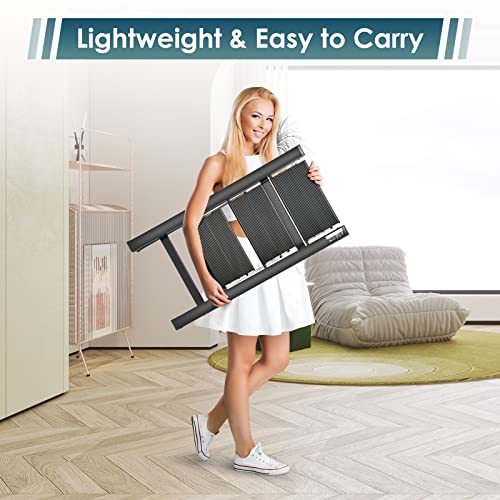 Akary 3 Step Ladder Aluminum - Lightweight Folding Step Stool, Wide Anti-Slip Pedal 300 Lbs Capacity Household Office Portable Stepladder, Black #TOP4