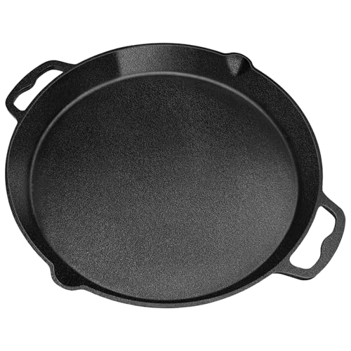 BUCABUCA Pre-Seasoned Large Cast iron Skillet 17 Inch Frying Pan Chefs Pan Large Skillet Cast Iron Camping Pan Use for Grill Stovetop Induction Oven Safe Easy wash