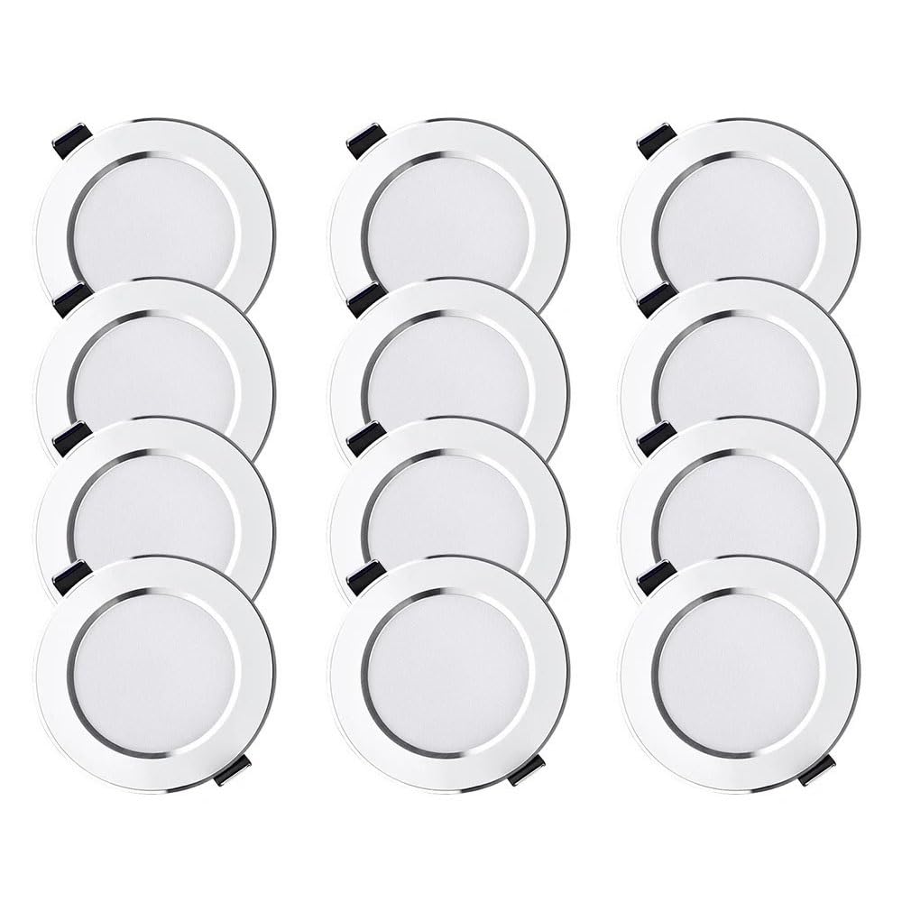 Hohota 12PCS LED Downlight 110V/220V Recessed Ceiling Lamp 5W 9W 12W 15W Three-Color Led Spotlight(220V,Warm WHITE-12PCS_5W)