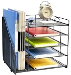 Desk Tidy File Storage Organiser Holder, Stationary Supplies Letter Magazine Book Paper Trays Organizer, for Home Office Teacher Supplies Desktop Accessories Black