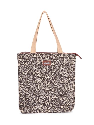 Image of ZOUK Ivy Tote Bag for Women | Handcrafted Jute Khadi with Vegan Leather Handles | Lightweight, Foldable & Travel-Friendly Everyday Carry Bag |