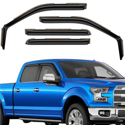 in-Channel Rain Guards for Ford F150 2021-2025 SuperCrew,Extra Durable Vent Deflector,F-150 Raptor Crew Cab Window Deflectors Vent Visor,Truck Vent Shades Accessories, 4 pcs