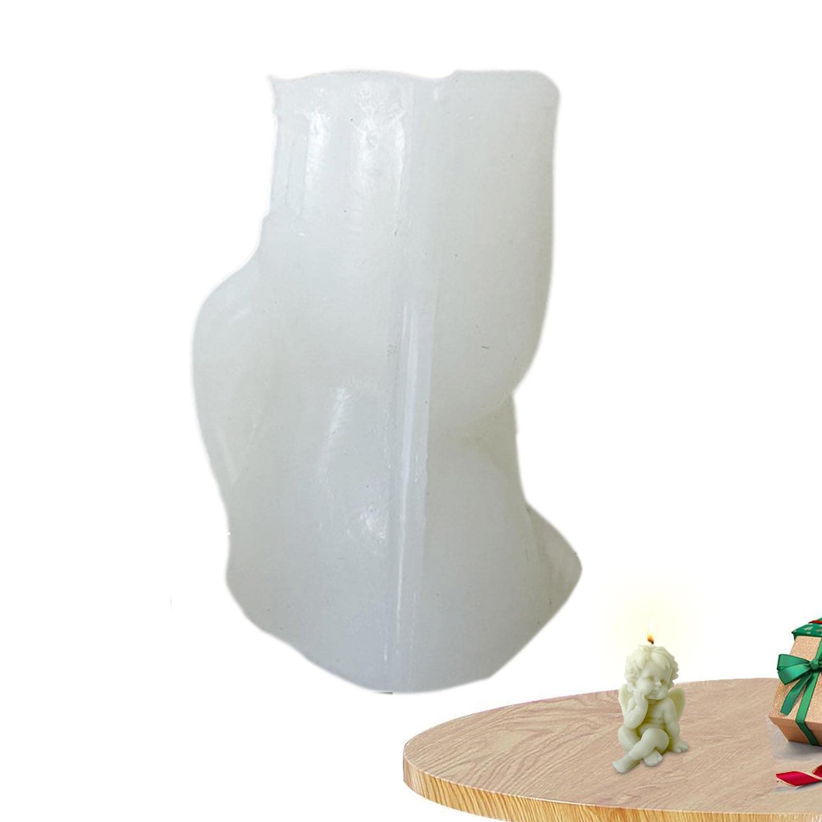 Moule Bougie Ange 3D En Silicone – Formes Ange Avec Cœur/livre/fleur/maison – Pour Cire Soja Ou Abeille, Facile à Démouler - 12