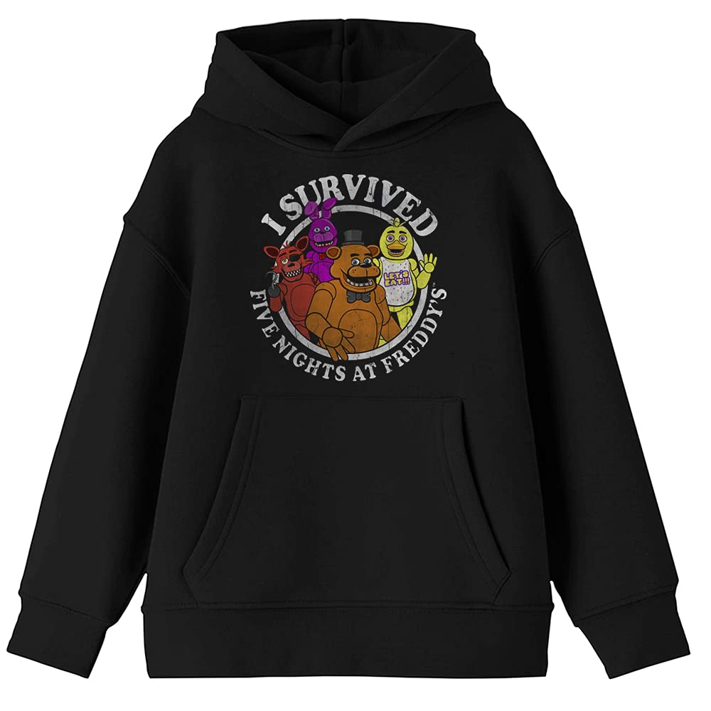 Bioworld Boys Black I Survived Five Nights At Freddy's Horror Video Game Youth Hoodie, Xl