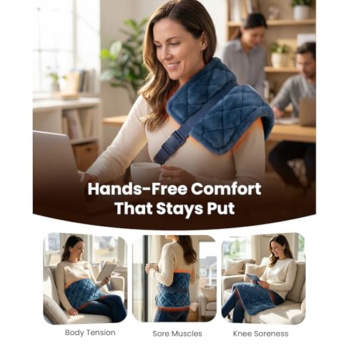 Image of BOB AND BRAD Far Infrared Weighted Heating Pad for Back & Muscle Comfort, FSA-HSA Eligible, Large 12 inchx24 inch Electric Heat Pad with Auto Off, Deep Moist Heat & Hands-Free Strap for Neck, Shoulder, Knee