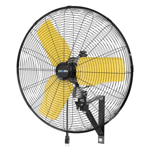 CCGIRU 8800 CFM 26" Outdoor Commercial Wall Fan Oscillating, IP44 Waterproof Wall Mount Fan, Heavy Duty, 3 Speed, Adjustable Tilt for Factory, Warehouse, Garage, ETL Listed