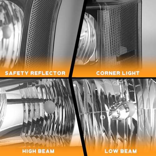 Image of WEELMOTO Halogen Headlights Assembly for 2003-2007 Chevy Silverado