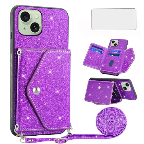 Coque iPhone 15 Plus avec bandoulière et porte-cartes pour vos sorties