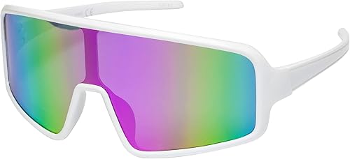 FLAWLESS EYEWEAR Gafas de sol deportivas envolventes de gran tamaño para hombres y mujeres al aire libre de una pieza con visera espejo gafas