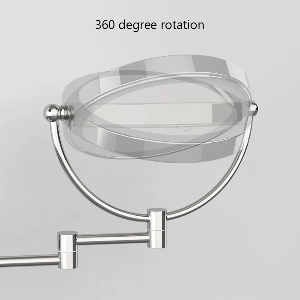 Espejo De Maquillaje LED Montado En La Pared, Espejo Cosmético De Aumento De 5X Para Mujer, Espejo Auxiliar Cosmético De Baño De 8 Pulgadas, Espejo De Luz Redondeada