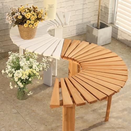 Banc de parc en bois massif semi-cercle extérieur bleu - 8