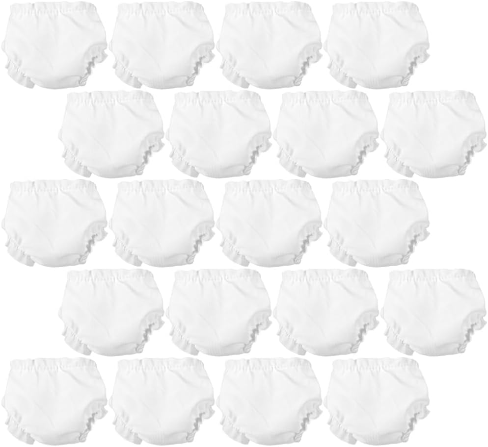 20Pcs White Doll Briefs Adorable Cloth Doll Underwear Toy for Diy Accessories Mini Cute Baby Diapers Reusable