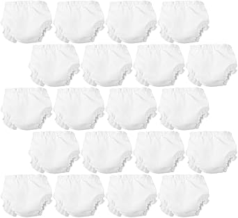 20Pcs Reusable Doll Diapers for 5-8 Inch Baby Dolls Accessories, Washable Small White Cloth Underwear Briefs, Mini Toy Clothing for Pretend Play Dress Up