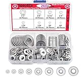 304 Stainless Steel Flat Washers Set,SpzcdZa 260Pieces 8 Sizes Lock Metal Washers for Bolts Screws Hardware Assortment kit for Home Decoration, Factories Repair, Kitchens(#6-1/2