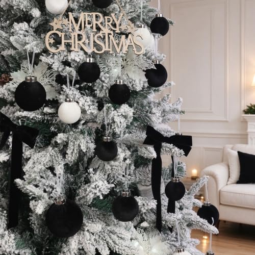 Wironlst 30pcs Velvet Christmas Ornaments, Shatterproof Tree Balls(Black) - image 4