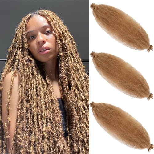 Springy Afro Twist Hair 20 Inch 3 Packs Pre Fluffed Marley Twist Braiding Hair for Black Women (20 inch, 27#)