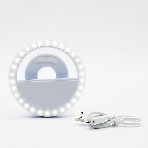 Miniatura 3 de Windy City Novelties Anillo de luz LED recargable para selfies, luz de teléfono de 3.5 pulgadas con clip para iPhone, Android y computadoras