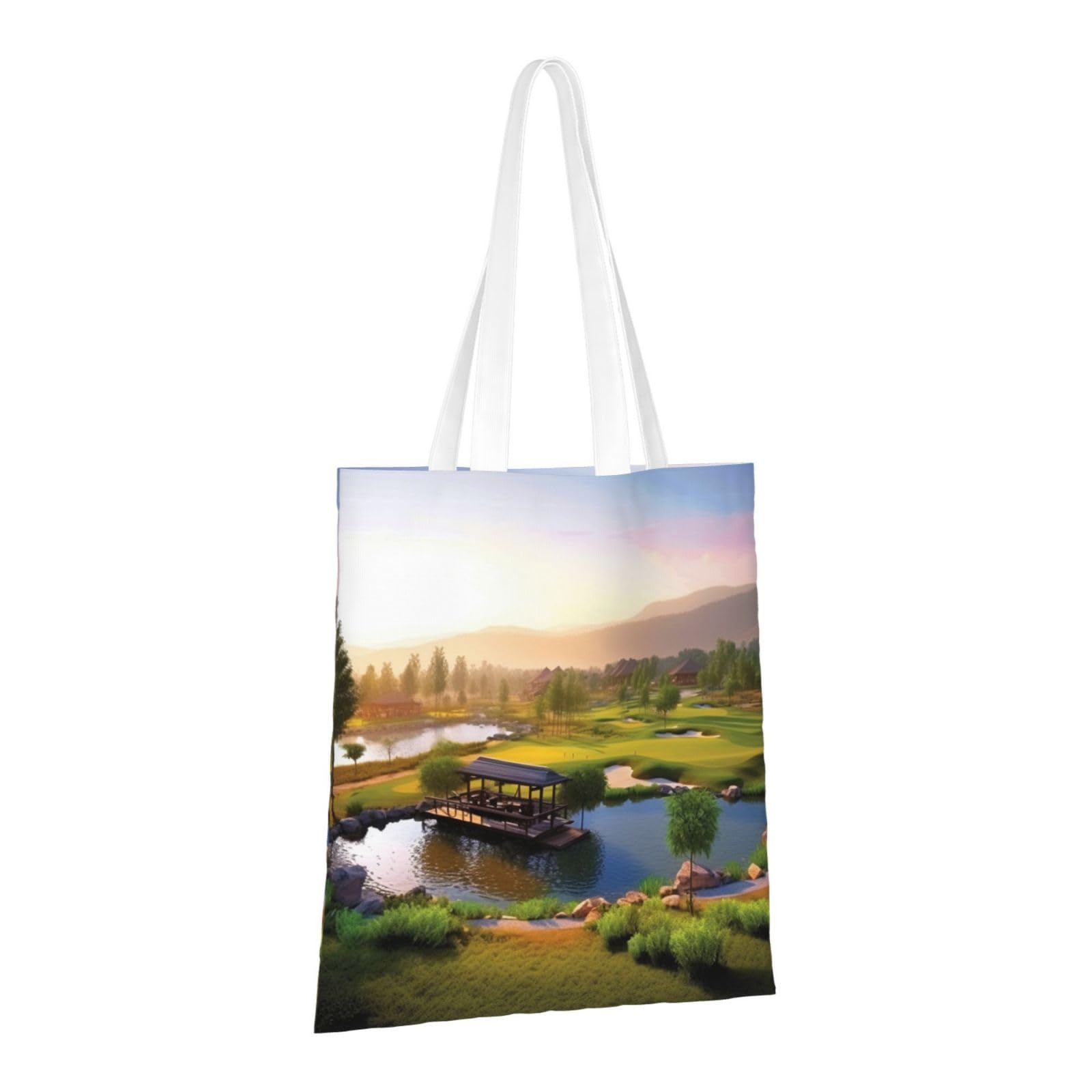 OPSREY Golf Resort Park printed Reusable Tote Shopping Bag Fashion Handbag