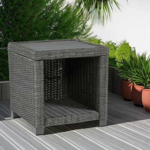 Signature Design by Ashley Elite Park Outdoor Wicker Patio End Table, Gray - image 5