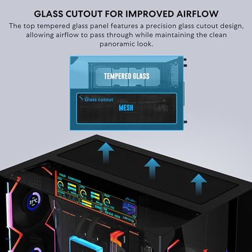 Image of Lian Li O11 Vision-M mATX PC Case, 1 x 140mm Fan, High-Airflow, Black | 410mm GPU | Second Chamber AIO Design | Triple Tempered Glass Panels | Supports 360mm AIO & ATX PSUs (O11VMX)