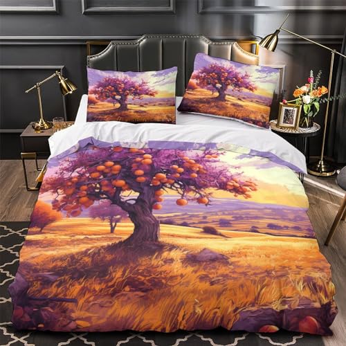 Housse de couette microfibre Pommier 3D | Parure chic botanique King - 4