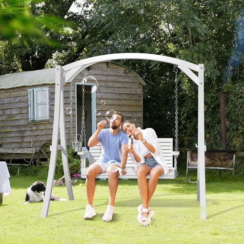 Image of VINGLI 2026 Upgraded 4 FT Wooden Porch Swing, 880 LBS Heavy Duty, White