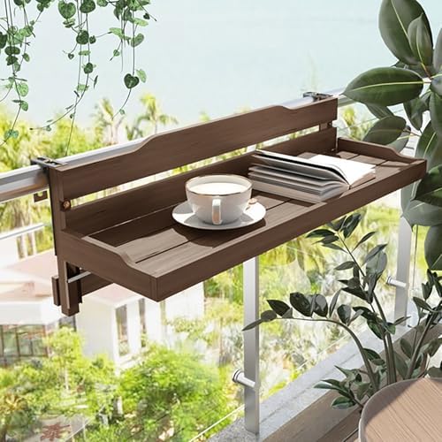 Foldable Balcony Hanging Table Space Saving Wall Mounted Bistro Table for Balcony Railing Easy to Install 60cm 23.6in Outdoor Patio Table Perfect for JNHWll Spaces