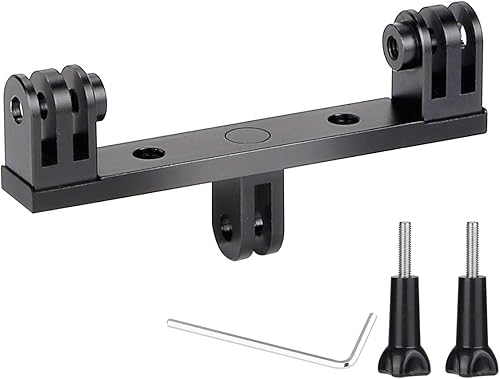 Miniatura 1 de Adaptador doble de aluminio con rosca de tornillo trípode de 14 pulgadas para GoPro Hero 1098765432, YI, D JI Osmo Action Cámaras compatibles con