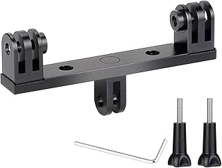 Nechkitter Aluminum Dual Twin Mount Adapter +2 Screw for GoPro Hero 8 7 6 5 Black,4 Session,YI, AKASO DJI Omso, Sjcam, Campark Action Camera-Can Be Used with Camera Housing Tripod monopod