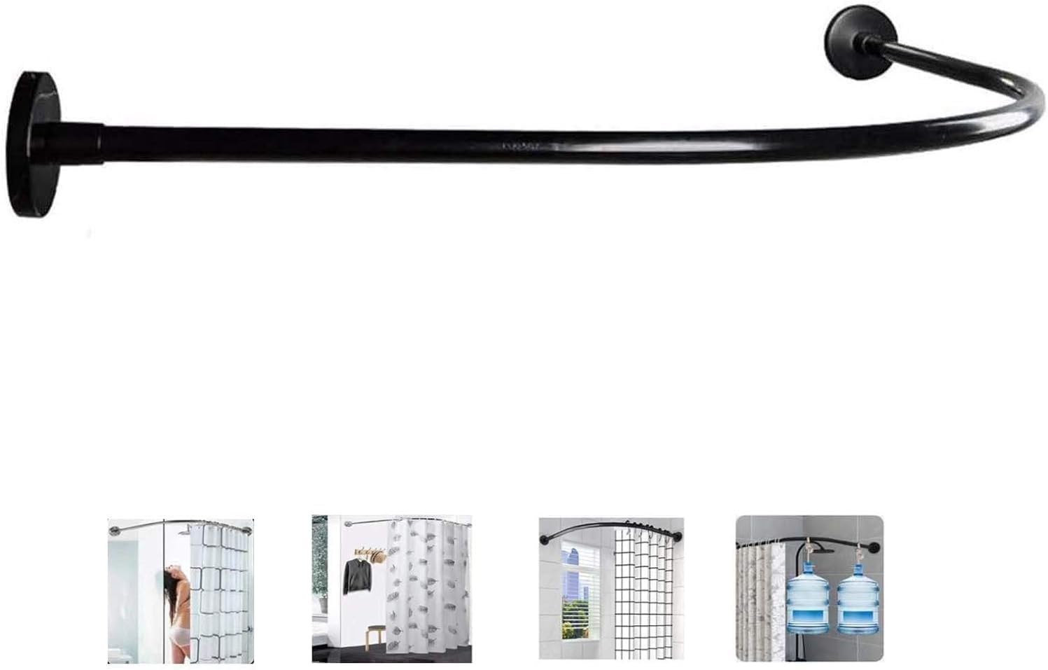 Shower Curtain Rod Rack, Shower Curtain Rod Curved, Adjustable L Shaped Bathroom Bathtub Corner Shower Curtain Rod Rack Expandable Metal Shower Rod No Drilling/Drilling Install (Size : 70 to 95x70 to