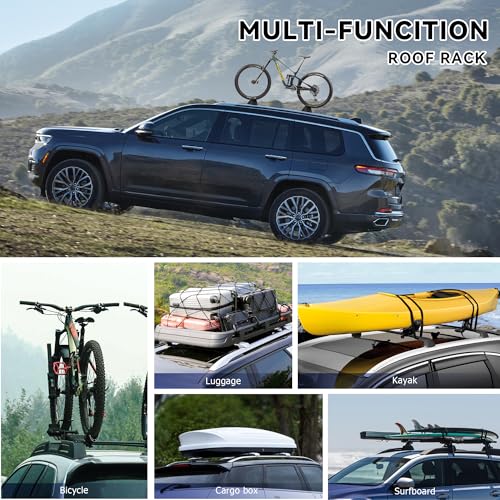 Roof Rack Cross Bars Compatible with 2011-2021 Grand Cherokee with Grooved Side Rails, Luggage Carrier CrossBars for Rooftop Cargo Luggage Kayak Bicycles Canoe with Grooved Side Rails by FLYCLE - Image 4