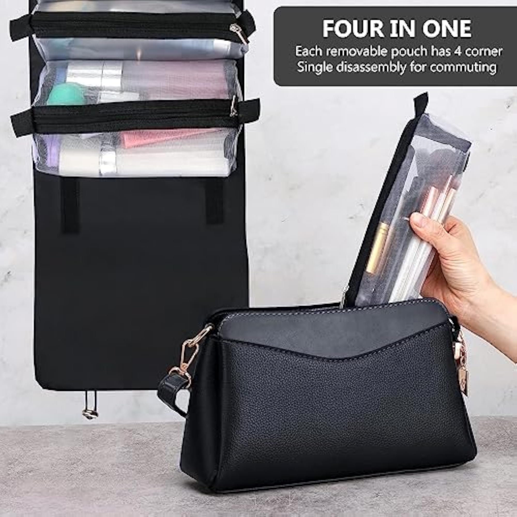 Fordable Cosmetic Organizer Pouch for Travel Storage