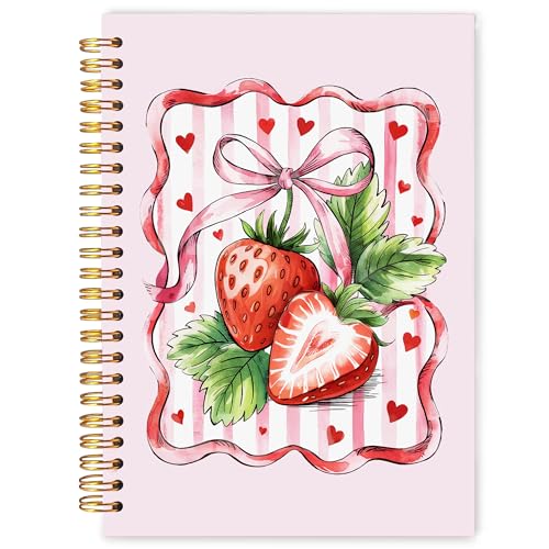 Cadeau sur le thème de la fraise : carnet de notes rose esthétique pour bureau