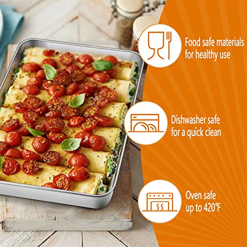 Homikit Small Baking Tray Set of 2, Stainless Steel Baking Pan Deep Cake Tin - Image 4