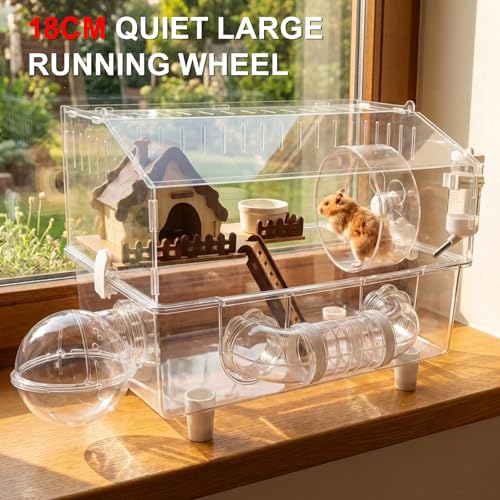 Loungewave Acrylic Hamster Cage, 8 in 1 Gerbil Cage with Accessories by Loungewave - Image 2