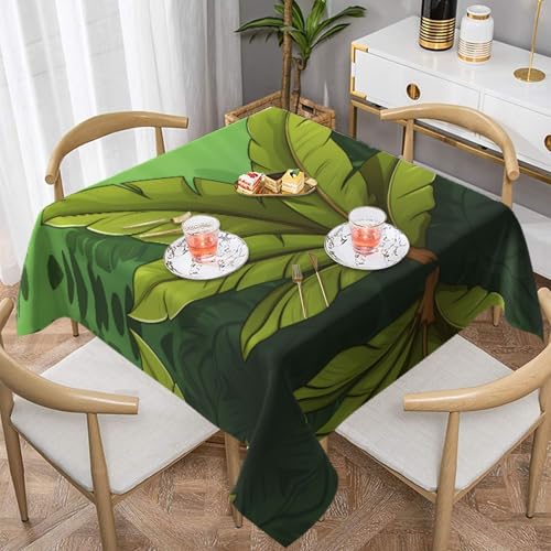 WZYWHJ Nappe décorative carrée de 137,2 x 137,2 cm, nappes de table basse, lavables et réutilisables, motif feuilles de bananier tropicales imprimées