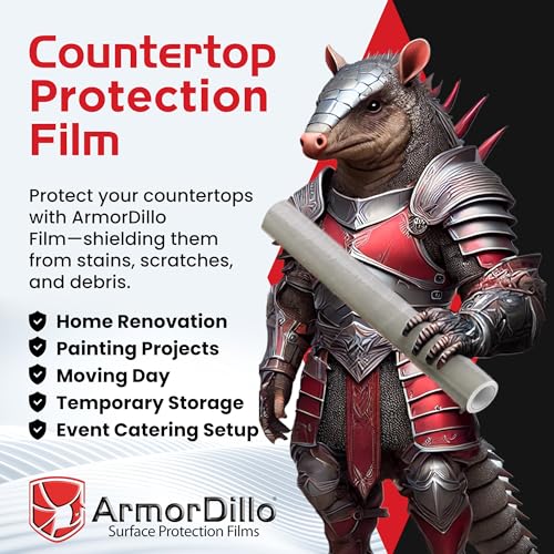 ArmorDillo Countertop Protection Film w Free Knife. Clear Self Adhesive Surface Protection for Laminate, Granite Marble Quartz Stone Coat Countertops, Floors & Hard Surfaces (36