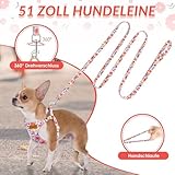 SlowTon Hundegeschirr mit Leine, No-Pull leichtes weiches Wildleder-Welpengeschirr mit Blumenmuster und Schnappschnalle, verstellbares Geschirr Hund für kleine und mittelgroße Hunde
