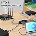 Pushua 1000Mbps Ethernet Splitter High Speed 1 to 3, Gigabit LAN Splitter (3 Devices Simultaneous Networking), RJ45 Splitter Adapter with USB Power Cable, Internet Splitter for Cat5/5e/6/7/8 Cable