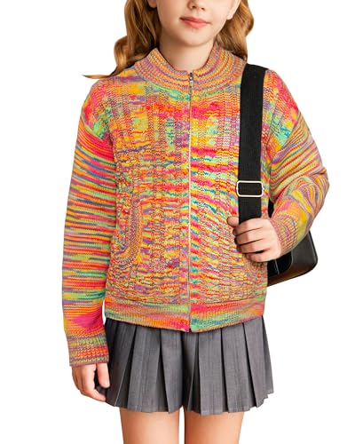 Image of GRACE KARIN Girls Knit Cardigan Sweater Zip Long Sleeve Kids School Uniform Fall Jacket Size 6-14