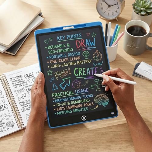 Image of 16 Inch LCD Writing Tablet with Stylus Pen, Colorful Screen Magic Slate Doodle Drawing Board Pad Kids - Random Color