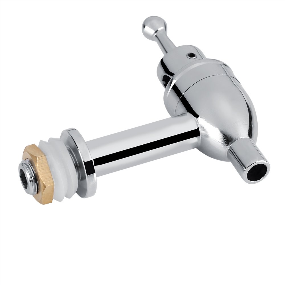 Fdit Vino Birra Rubinetto, Rubinetto di Ricambio per Erogatore di Bevande Succhi Botte di Vino per Uso Domestico e Feste (Chrome 12mm)
